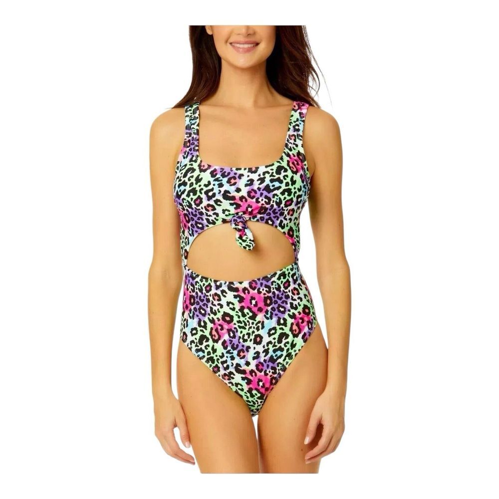 Salt + Cove Leopard‎ Love Printed Cut-Out One-Piece Swimsuit, Multi, Medium